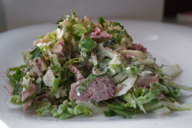 Pork Tongue Salad with Napa Cabbage