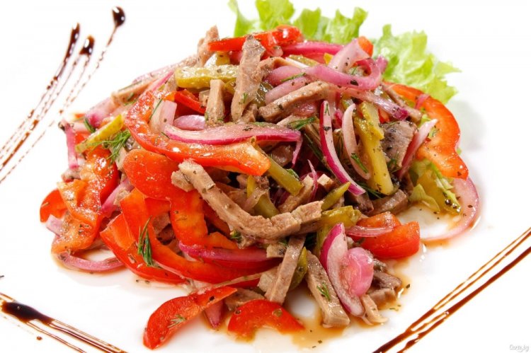 Pork Tongue Salad with Bell Pepper