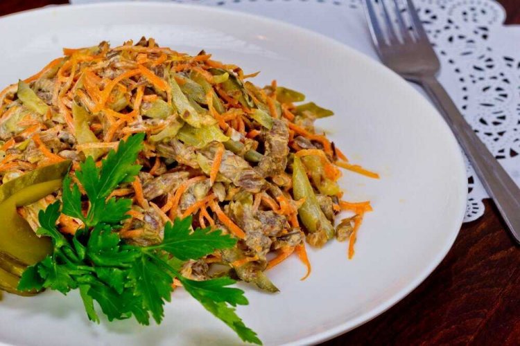 Pork Tongue Salad with Korean Carrots