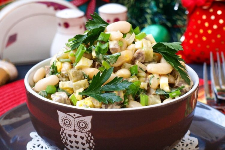 Pork Tongue Salad with Beans
