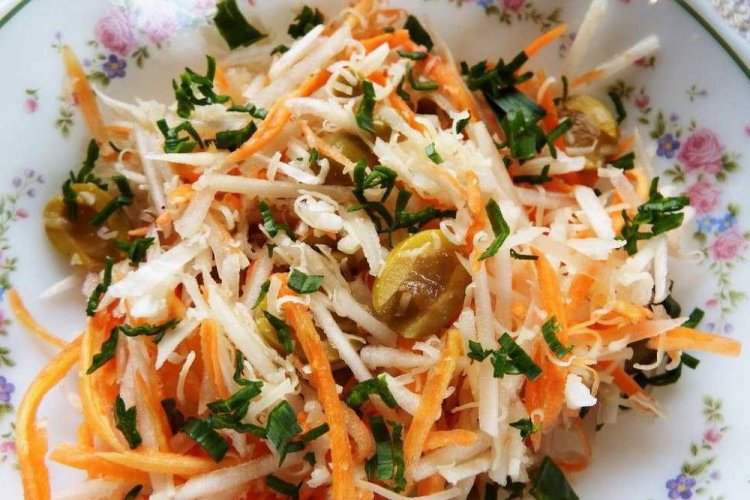 Ensalada de tupinambo, calabaza y rábano