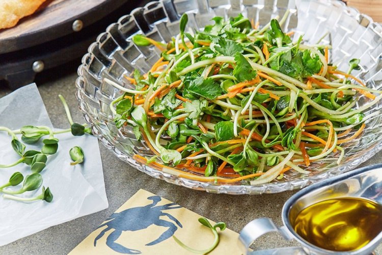 Cucumber and Carrot Salad with Microgreens