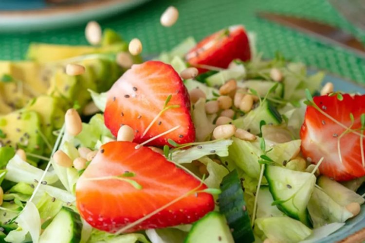 Avocado, Strawberry, and Microgreen Salad