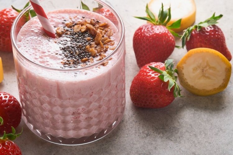 Batido de plátano y fresa