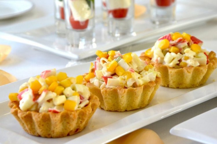 Tartlets with Crab Sticks and Corn