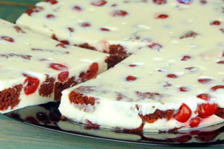 Cottage Cheese and Coconut Cake with Cherry