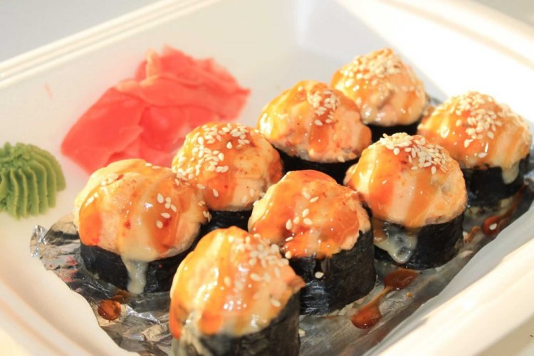 Baked Rolls with Salmon, Avocado, and Cheese