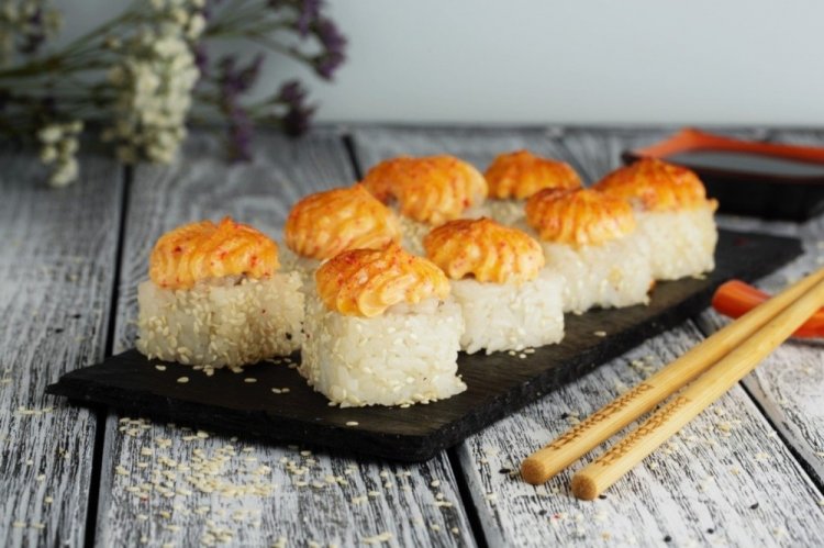 Baked Rolls with Trout and Avocado