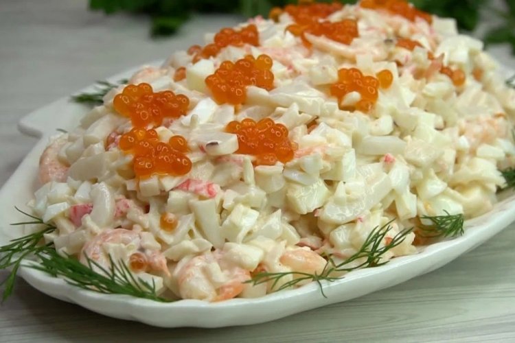 Calamari and Red Caviar Salad