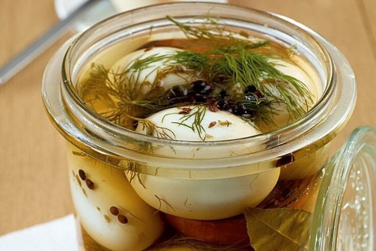 Pickled Eggs with Basil
