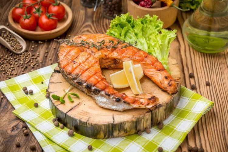 Salmon Steak on a Grill Pan