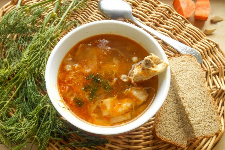 Pork Rib Soup with Sauerkraut and Mushrooms