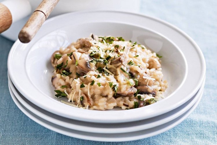Risotto with Mushrooms, Parmesan, and Dorblu Cheese