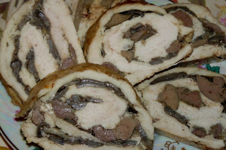 Rollitos de pollo con hígado