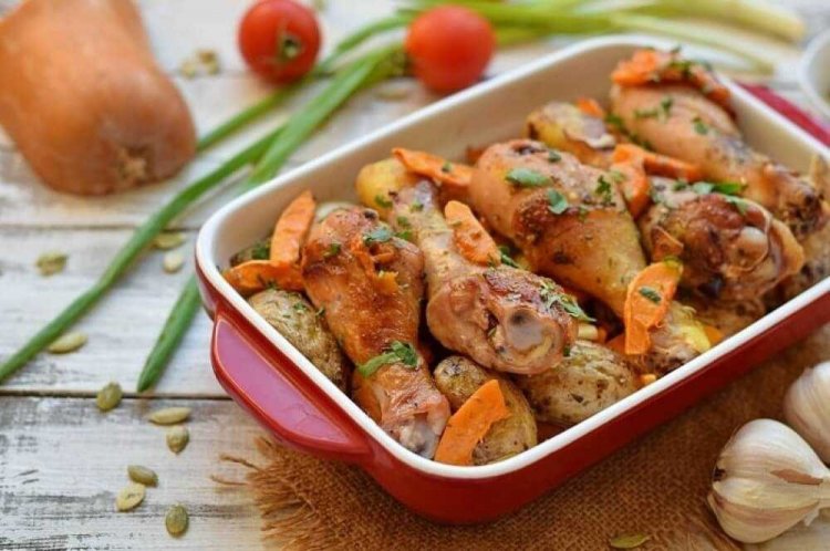 Muslos de pollo con calabaza al horno
