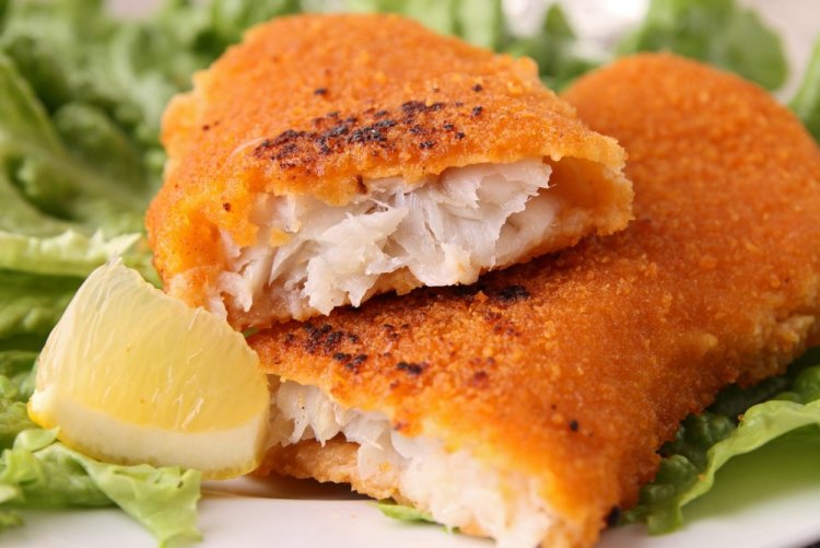 Breaded Fish in a Frying Pan