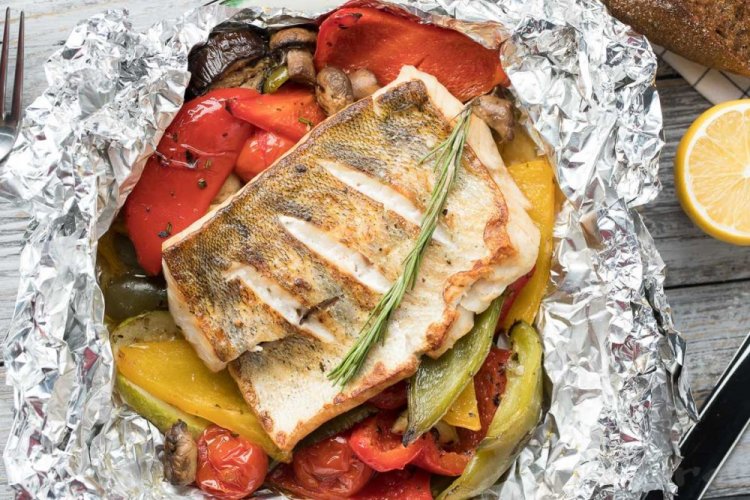 Baked Pink Salmon with Vegetables in Foil