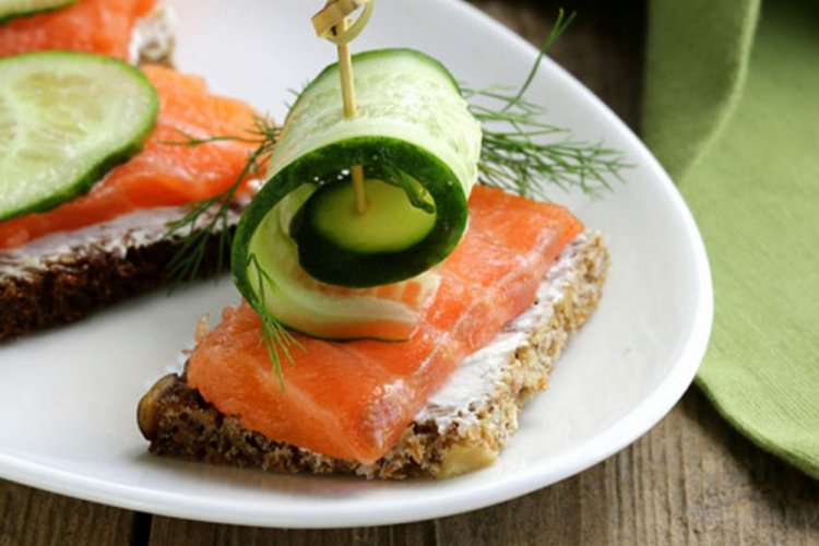 Canapés with Cucumber and Salmon for New Year 2024