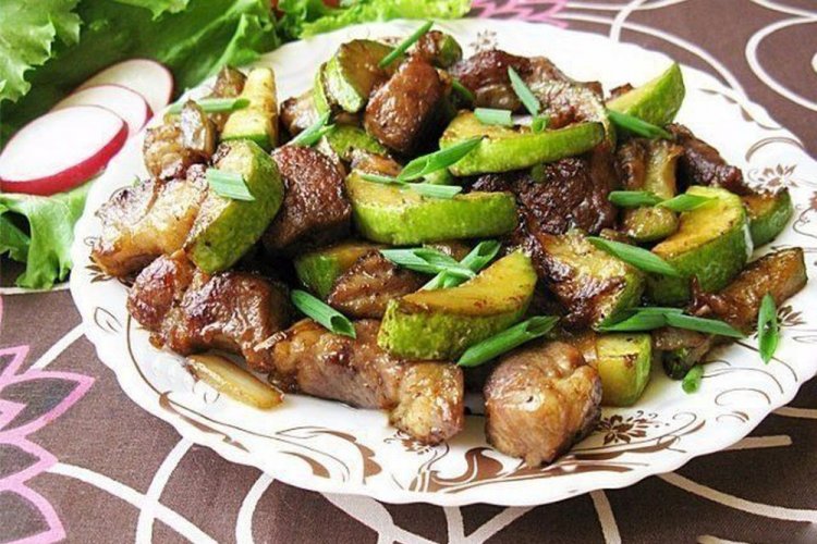 Pork with Zucchini in a Pan