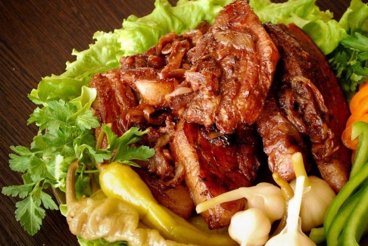 Pork in Red Wine in a Pan
