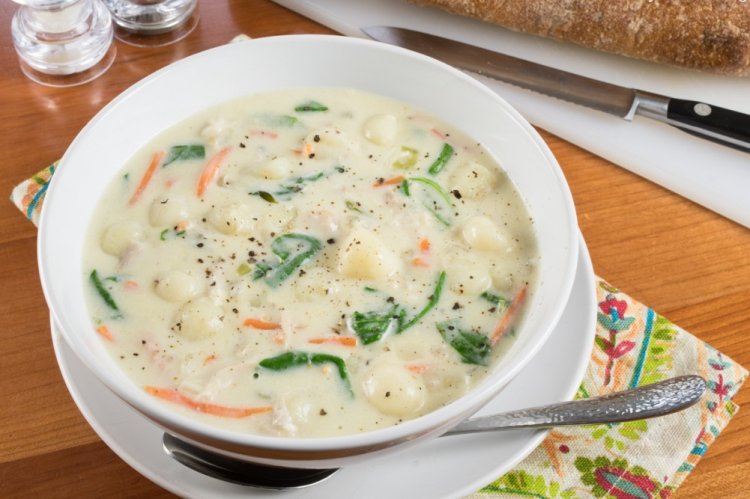 Creamy Soup with Rice Dumplings