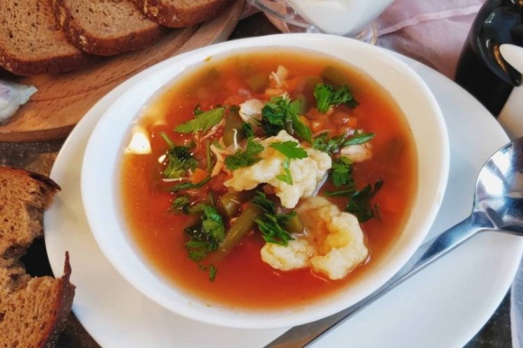 Tomato Soup with Dumplings