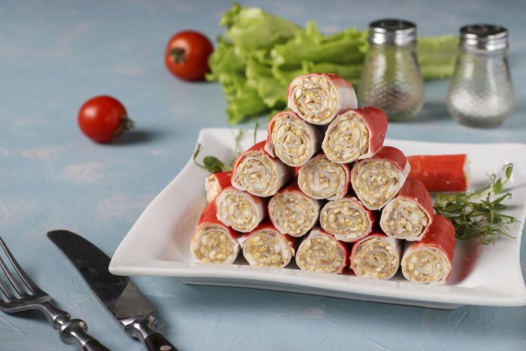 Crab Sticks Stuffed with Walnuts