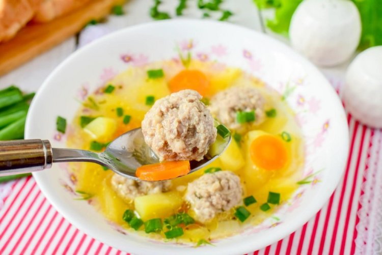 Summer Turkey Meatball Soup