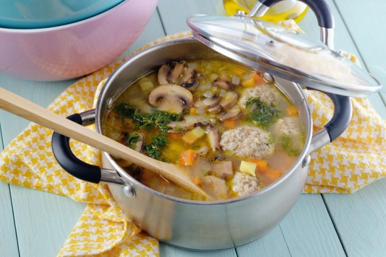 Mushroom Meatball Soup