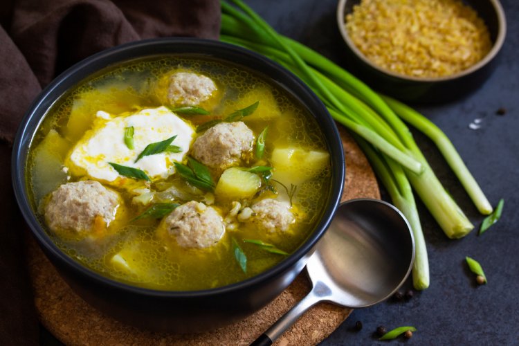 Pickled Cucumber, Meatball, and Rice Soup