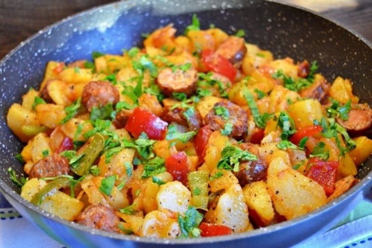 Chicken Stew with Smoked Sausages, Potatoes, and Tomatoes
