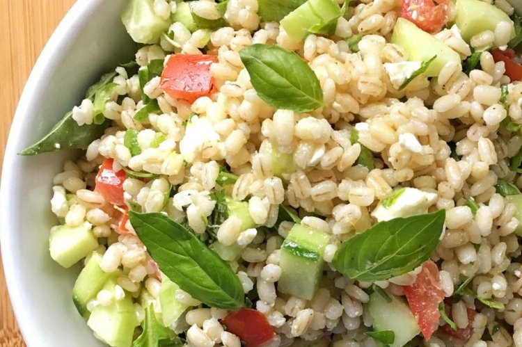 Zucchini and Pearl Barley Salad with Pesto Sauce