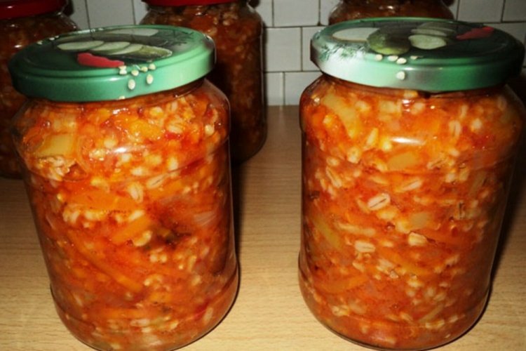 Pearl Barley Salad for Winter Preservation