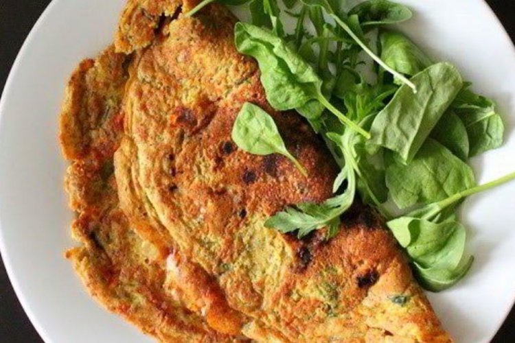 Tortilla de garbanzos con tofu