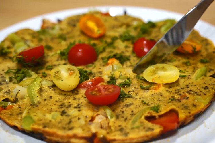 Tortilla de garbanzos con leche de soja