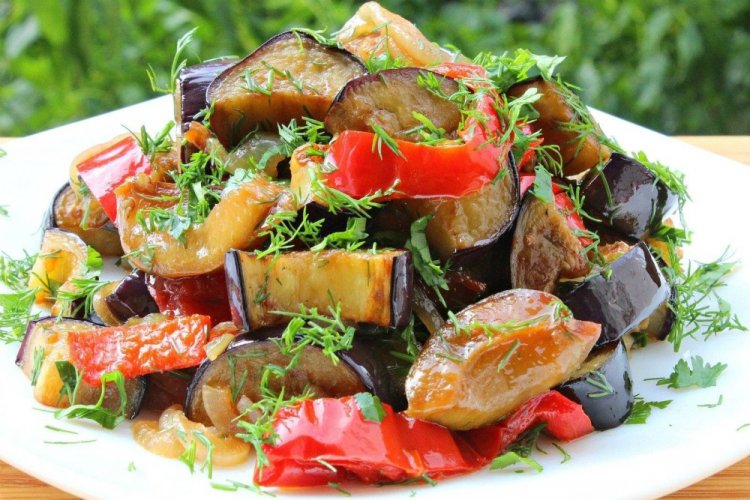 Berenjenas con pimiento morrón