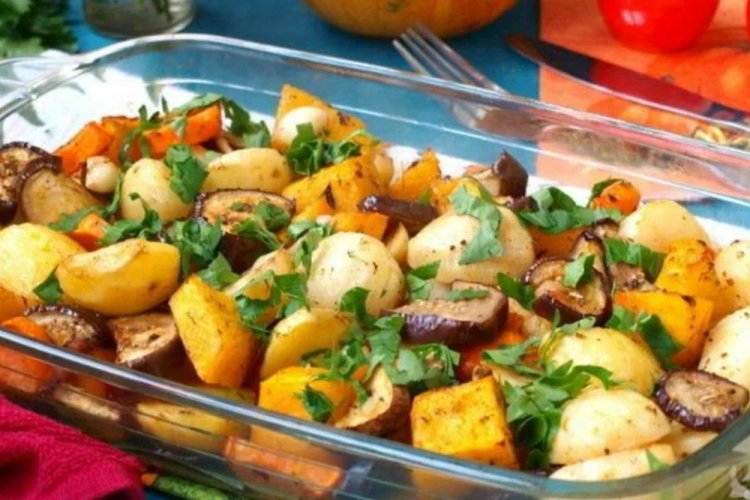 Calabaza asada con verduras