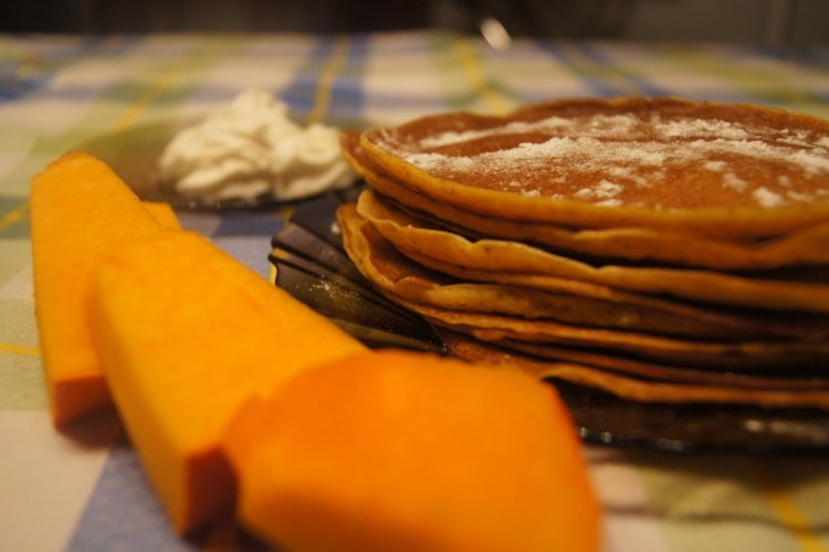 Pumpkin Pancakes with Boiling Water