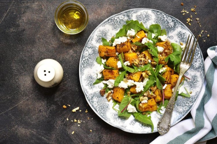 Pumpkin Salad with Feta and Nuts