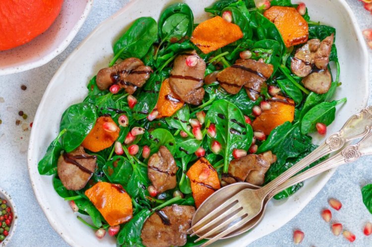 Pumpkin Salad with Chicken Liver
