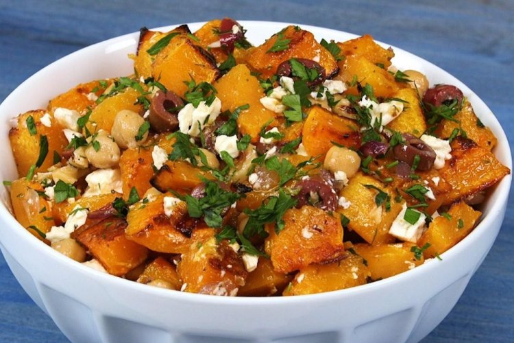 Salad with Pumpkin, Chickpeas, and Feta