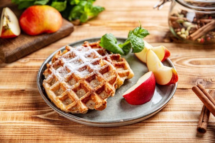 Pumpkin Waffles with Apples