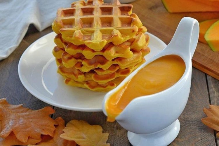 Pumpkin Waffles with Cottage Cheese