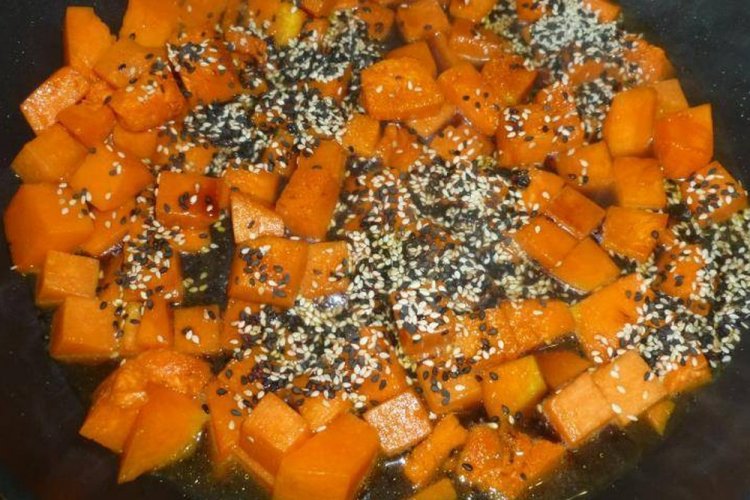 Calabaza frita con salsa de soja