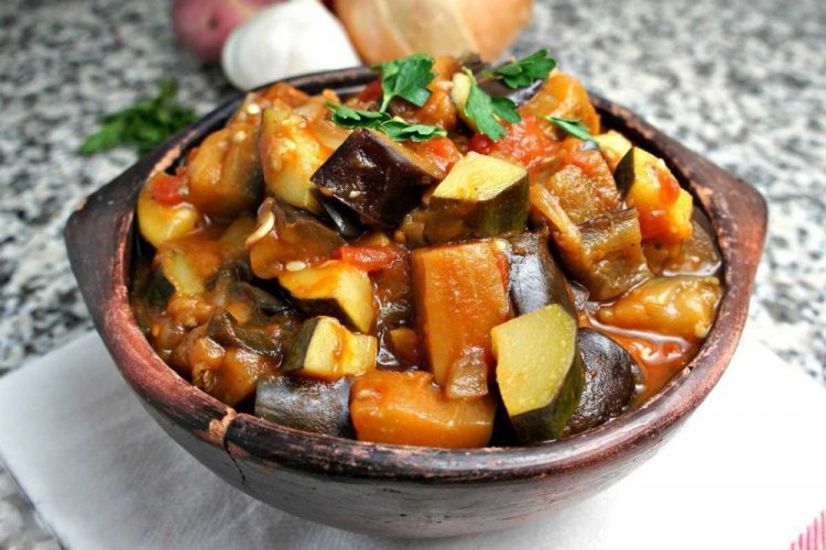 Calabaza estofada con berenjenas