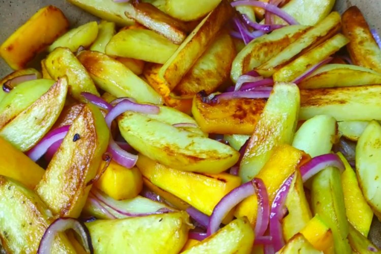 Calabaza frita con patatas