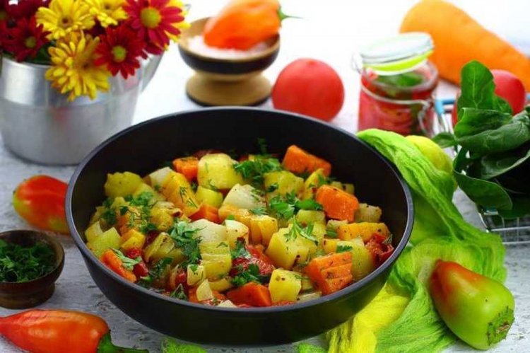 Vegetable Stew with Pumpkin in a Multicooker