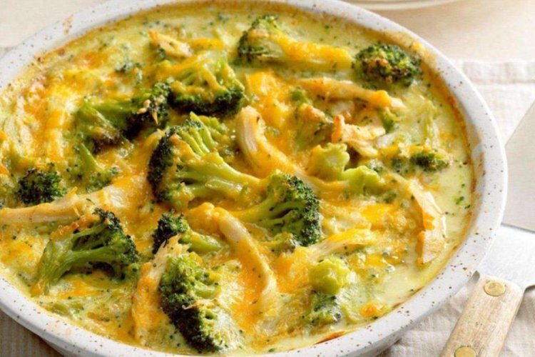 Brócoli con puerro y queso en salsa cremosa