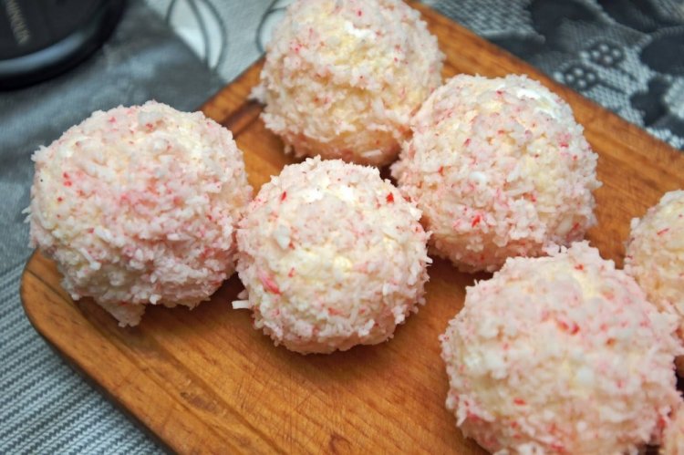 Bolitas de cangrejo con dos tipos de queso