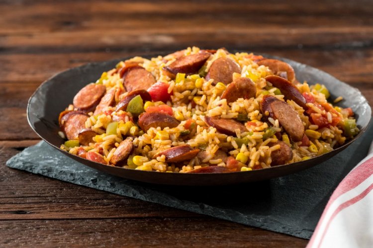 Jambalaya con salchicha
